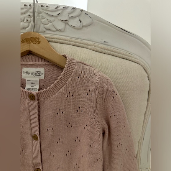 *SOLD* 🐇 Baby 18 Mth Organic Pointelle Knit Onesie Cotton Outfit in Blush NWT - Picture 3 of 7